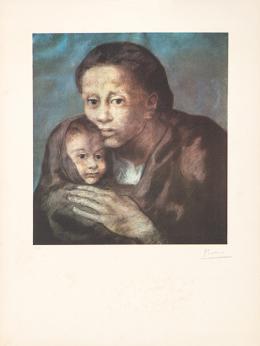 Lote 589: PABLO PICASSO - Madre e hijo con bufanda