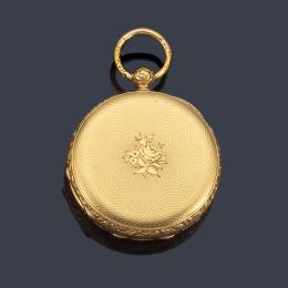 Lote 2489: Reloj saboneta con caja en oro amarillo de 18 K.
