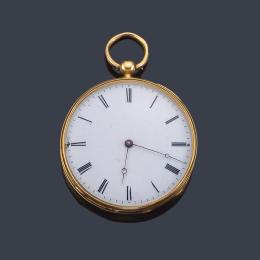 Lote 2491: Reloj lepin con caja en oro amarillo de 18 K.