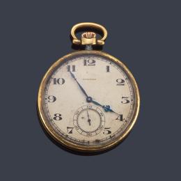 Lote 2492: LONGINES, reloj lepin con caja en oro amarillo de 18 K.