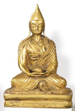 Lote 1427: Buda Sentado en bronce dorado Dinastía Qing S. XVIII