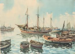 Lote 308: FRANCISCO BONNIN MIRANDA - Barcos en el puerto