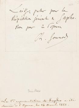 Lote 523: DOCUMENTO - Charles François Gounod (Francia 1818-1893)