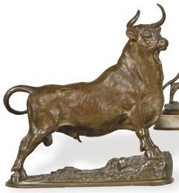 Lote 1122: R. Guillaume, Francia S. XIX
"Toro"
Escultura en bronce patinado, firmada "R. Guillaume"