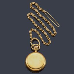Lote 2609: PATEK PHILIPPE, reloj saboneta con caja en oro amarillo de 18 K con leontina en oro amarillo de 18 K.