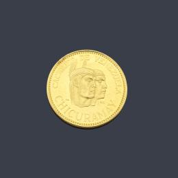 Lote 2694
Moneda conmemorativa Caciques de Venezuela en oro de 22 K.