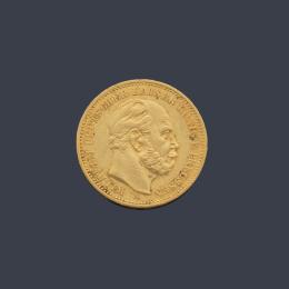 Lote 2708: Moneda de 20 marcos, Alemania en oro de 22 K.