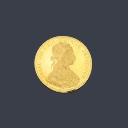 Lote 2712: Moneda de 4 coronas Francisco I en oro de 22 K.