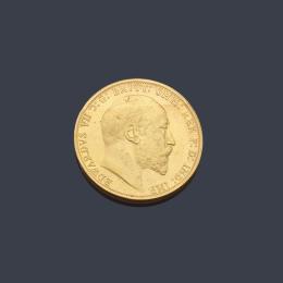 Lote 2716: Eduardo VII Inglaterra  2 libras en oro de 22 K.