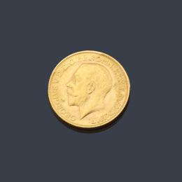 Lote 2717: Moneda de libra esterlina, Jorge V en oro de 22 K.