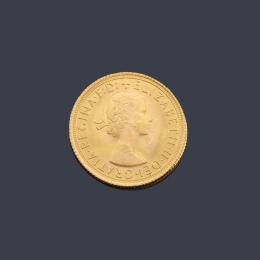 Lote 2720: Moneda Isabel II, libra en oro de 22 K.