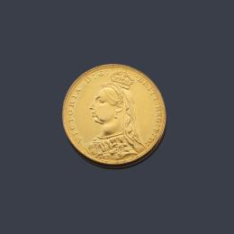 Lote 2722: Moneda de libra esterlina, reina Victoria en oro de 22 K.