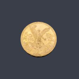Lote 2731: Moneda de 50 pesos mexicanos en oro de 22 K.