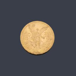 Lote 2732: Moneda de 50 pesos mexicanos en oro de 22 K.