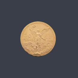 Lote 2741: Moneda de 50 pesos mexicanos en oro de 22 K.