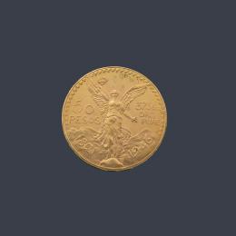 Lote 2747: Moneda de 50 pesos mexicanos en oro de 22 K.