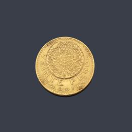 Lote 2749: Moneda de 20 pesos Mexicanos en oro de 22K.