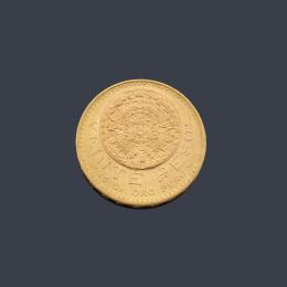 Lote 2753: Moneda de 20 pesos Mexicanos en oro de 22K.