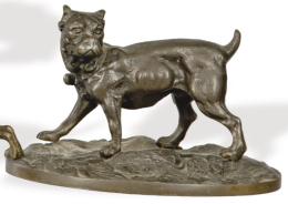 Lote 1442: "Pit Bull Terrier" en bronce patinado, Francia S. XIX.