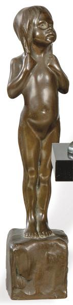 Lote 1443: Slammer? y posiblemente Förster & Kracht de Dusseldorf 1910
"Niña"
Escultura de bronce patinado. Firmada y fechada
