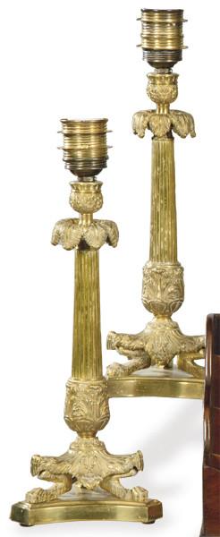 Lote 1457: Un par de lámparas de bronce estilo Carlos X siglo XIX