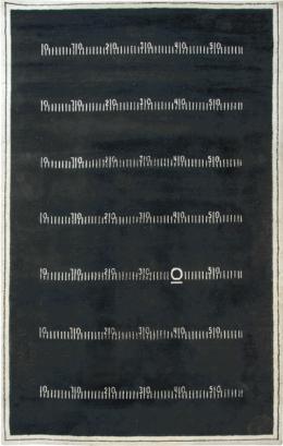 Lote 1484: Alfombra de lana "Centimetre" de  Eileen Gray con campo negro.