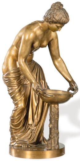 Lote 1505: "Hestia con Pebetero" en bronce dorado, Francia ff. S. XIX.