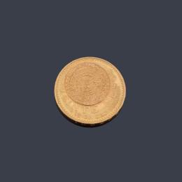 Lote 2521: Moneda de 20 pesos Mexicanos en oro de 22K.