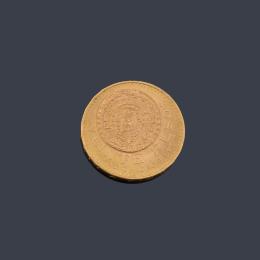 Lote 2524: Moneda de 20 pesos Mexicanos en oro de 22K.