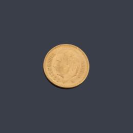Lote 2525: Moneda de 5 pesos mexicanos en oro de 22 K.