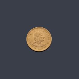 Lote 2533: Moneda República Peruana, 1 libra en oro de 22 K.