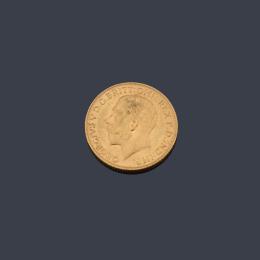 Lote 2536: Moneda de libra esterlina, Jorge V en oro de 22 K.