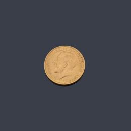 Lote 2537: Moneda de libra esterlina, Jorge V en oro de 22 K.