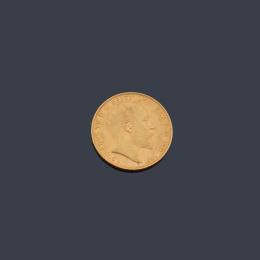 Lote 2541: Moneda de libra esterlina, Eduardo VII en oro de 22 K.