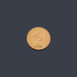 Lote 2547: Moneda de libra esterlina, Isabel II en oro de 22 K.