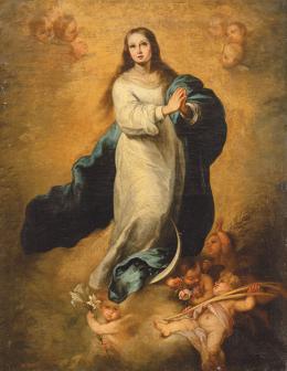 Lote 0108<br>COPIA DE BARTOLOMÉ ESTEBAN MURILLO S. XIX - Inmaculada de El Escorial