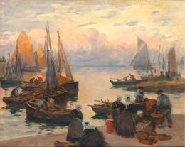 Lote 126: FERNAND-MARIE-EUGÈNE LE GOUT-GÉRARD - Atardecer en el puerto Concarneau, Bretaña