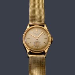 Lote 2573: PATEK PHILIPPE de caballero con caja y brazalete en oro amarillo de 18 K.