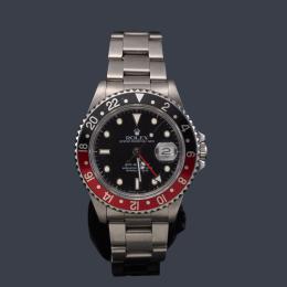 Lote 2587<br>ROLEX mod. Oyster Perpetual "GMT Master" Superlative Chronometer Officially Certified. Ref. 16710. Reloj para caballero con caja y brazalete en acero. Con estuche y documentación.