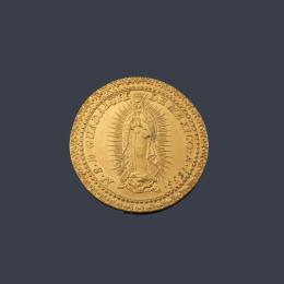 Lote 2617: Moneda de Nuestra Señora Virgen de Guadalupe, México en oro de 22 K.