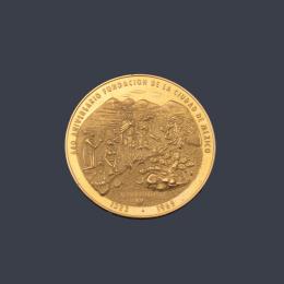 Lote 2625: Moneda conmemorativa "640 Aniversario Fundación de la Ciudad de México " 1323 - 1965 en oro de 22 K.