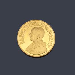 Lote 2633: Moneda conmemorativa de Pablo VI en oro de 22 K.