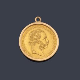 Lote 2640: Moneda austro húngara colgada en oro de 22 K.