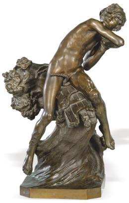 Lote 1064<br>Escultura en bronce patinado firmada: F Benneteau. BEAUX ARTS