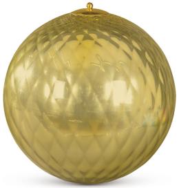 Lote 1359<br>Lámpara globular de sobremesa en cristal dorado de Murano con decoración en relieve formando rombos. <br>Italia, años 80