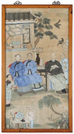 Lote 1403: "Antepasados Chinos" pintados a gouache sobre papel, Dinastía Qing S. XIX,