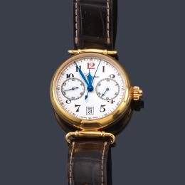 Lote 2529<br>LONGINES Column-Wheel Chronograph  Aniversario edición limitada ref. L 2 774 8 nº 034/180 de caballero con caja en oro amarillo de 18 K. Con estuche y documentación.