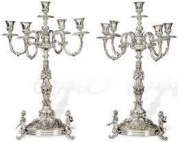 Lote 1172: Pareja de candelabros de plata española punzonada 1ª Ley de Silver Gena