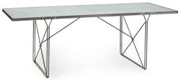 Lote 1300<br>Niels Gammelgaard (Copenhague 1944) para Ikea, 1980<br>Mesa de comedor "Moment", estructura de metal gris y tapa de cristal mate.