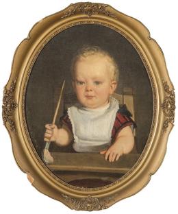 Lote 155: ESCUELA EUROPEA S. XIX - Retrato de niño con pincel